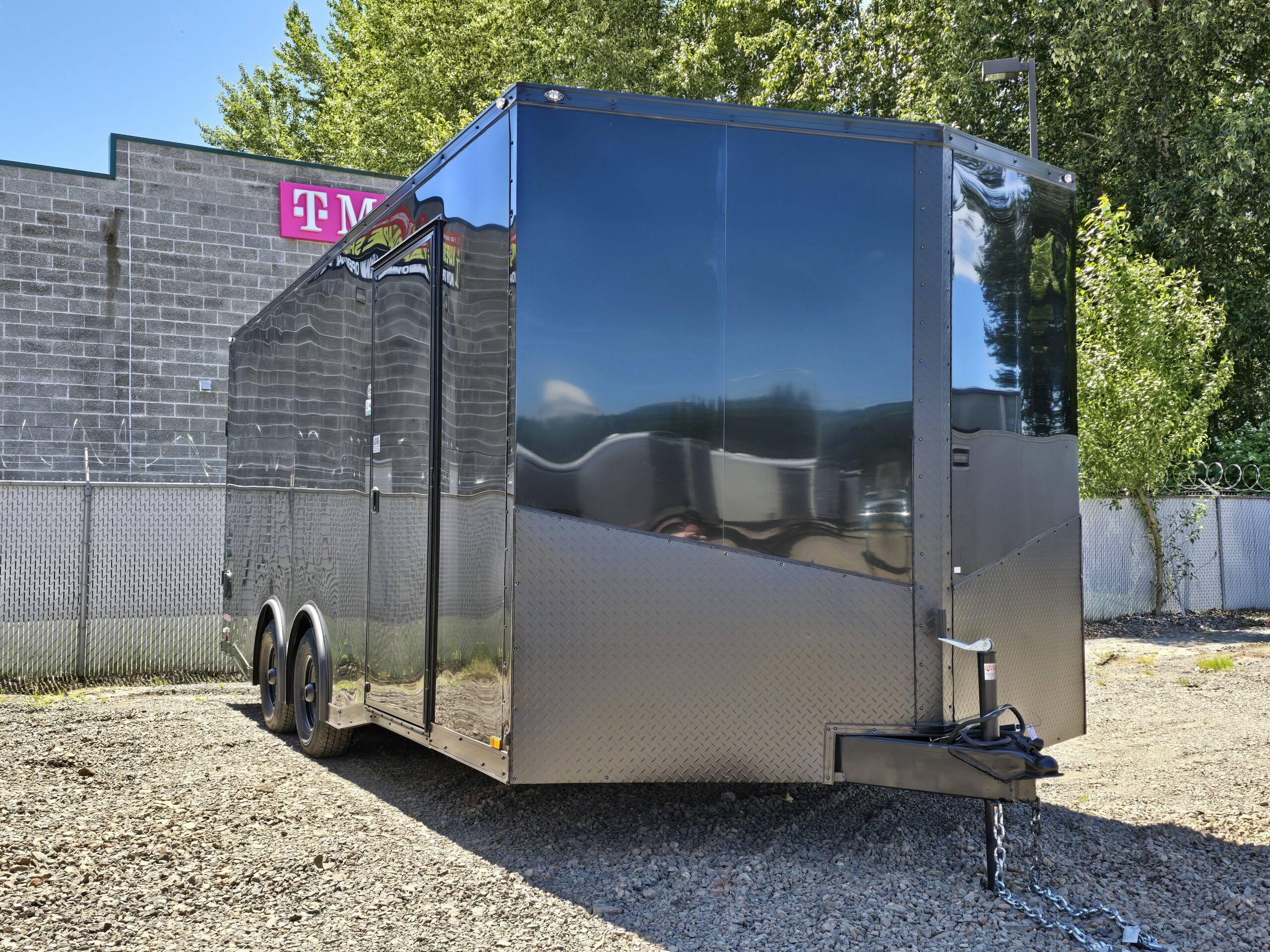 2025 E-Series by Cargo Mate 8.5×20 Extra Height Enclosed Car Hauler Cargo Trailer Pure Black .040 Black Aluminum with Polybead Floor & White vinyl walls - Image 4