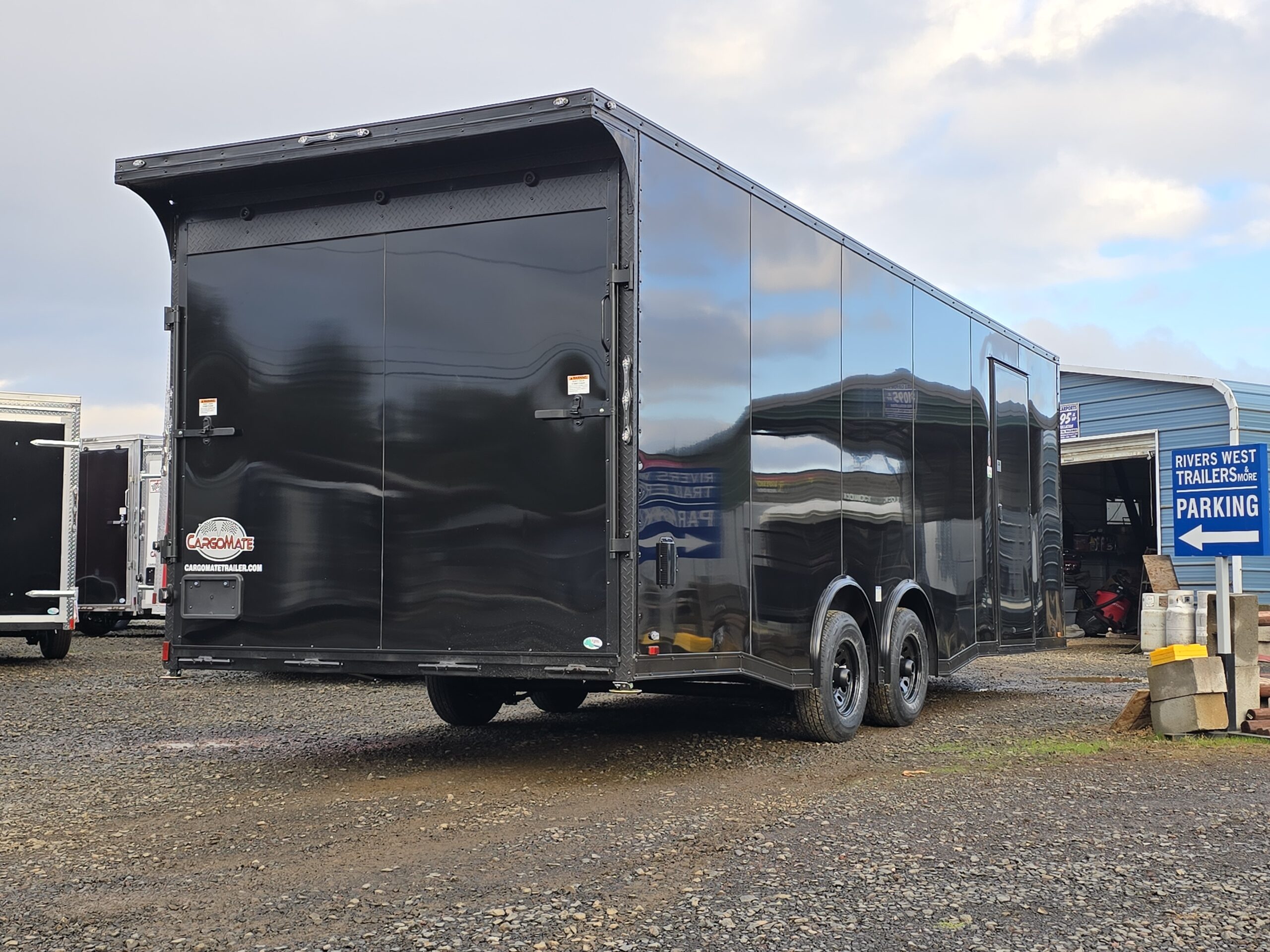 2025 E-Series by Cargo Mate 8.5×24 Extra Height Enclosed Car Hauler Cargo Trailer Pure Black .080 PolyCORE Black Aluminum with Polybead Floor & White Vinyl - Image 2