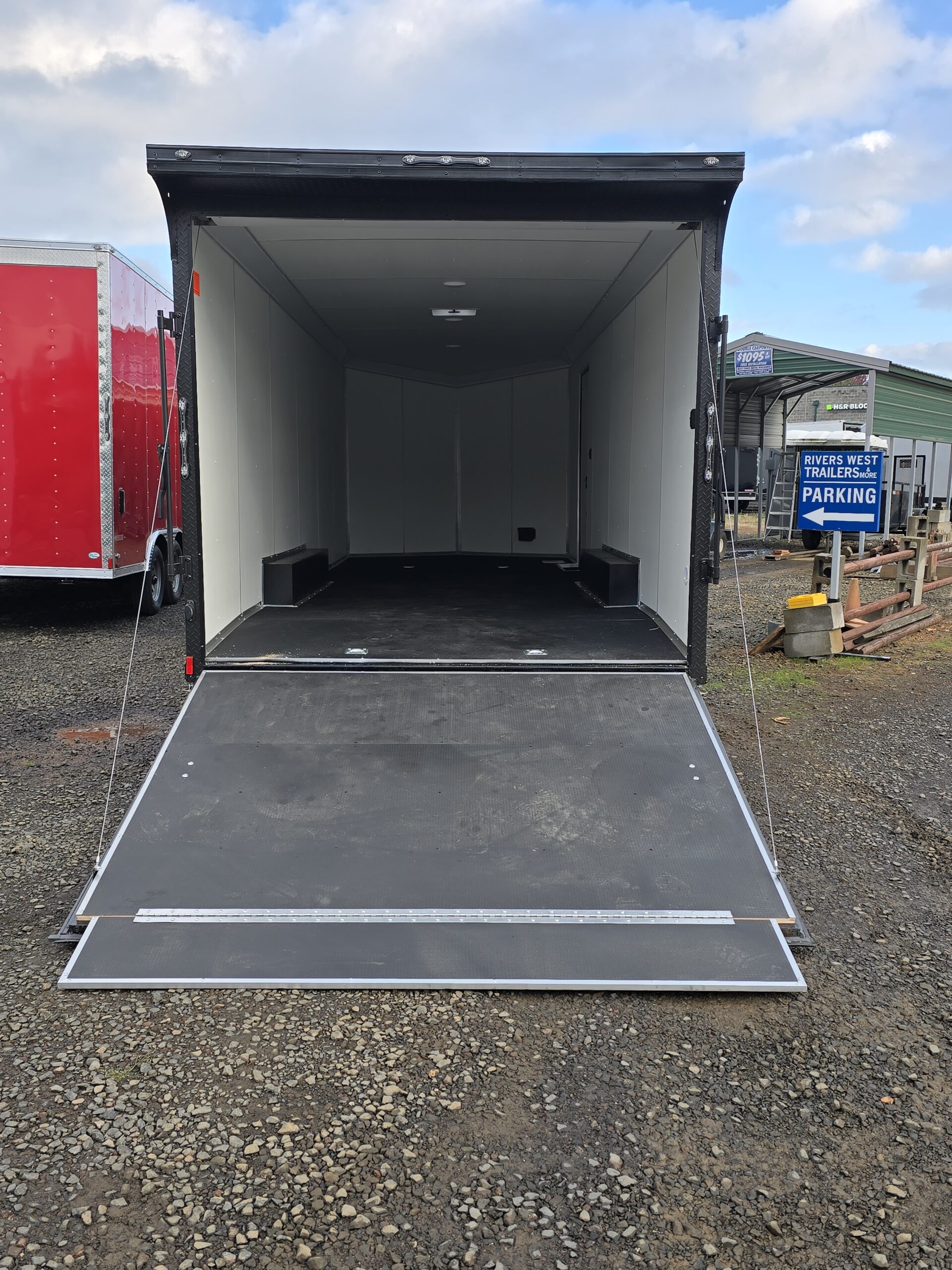 2025 E-Series by Cargo Mate 8.5×24 Extra Height Enclosed Car Hauler Cargo Trailer Pure Black .080 PolyCORE Black Aluminum with Polybead Floor & White Vinyl - Image 5