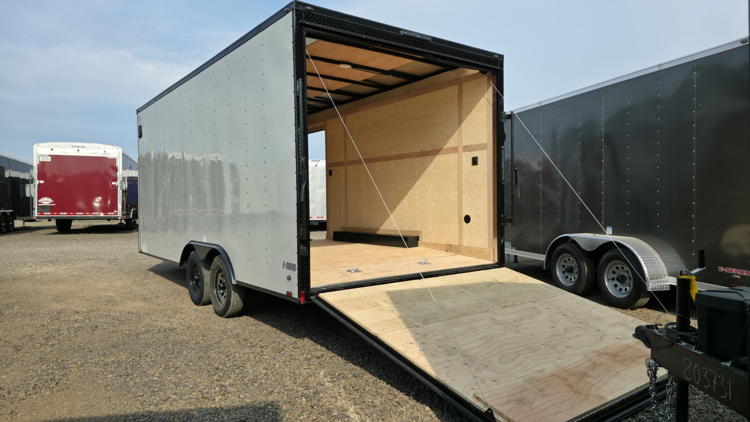 2026 E-Series by Cargo Mate 8.5×18 Extra Height Enclosed Car Hauler Cargo Trailer 78″ Ramp Door Opening 4″ Lift - Image 2
